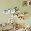 Fixwal Nursery Shelves, 16.5 Inch Floating Bookshelves for Wall Set of 4, Scalloped Wall Book Shelves with Towel Rack for Kids, Toddler Room, Baby Room, Nursery Decor and Storage(White) by TinyTreasures Baby Boutique