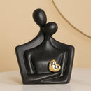 Porcelain Romantic Couple Figurines Statue Black Aesthetic Decorations Hugging Couple Sculptures - Modern Ceramic Sculpture Home Accents for Living Room Bedroom Coffee Table, Desktop, Bookshelf by CozyNest Decor