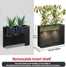 Metal Tall Long Planter Box Large Rectangular Planter Flower Pot with Drainage Holes for Indoor Outdoor Deck Porch Garden Home Patio Front Door (Black, M) by GreenHaven Gardens
