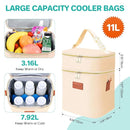 PIIOSER Breastmilk Cooler Bag with Ice Pack Fits 6 Baby Bottles Up to 9 Ounce, Insulated Baby Bottle Tote Bags, Double Layer Waterproof Leak-Proof with Shoulder Strap for Nursing & Working Mom (Cream) by TinyTreasures Baby Boutique