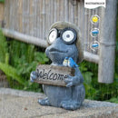 Garden Statue of Frog with Solar Light Eyes,Solar Decor Frog Outdoor Decorations,Frogs Figurine for Patio, Balcony, Yard, Lawn Ornament,Perfect Garden Gift,9.72inch by GreenHaven Gardens