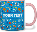 Personalized Mug for Kids - Sports - Custom Name/Text, Ceramic Hot Chocolate/Cocoa/Coffee Cup for Boys/Girls, Birthday/Christmas/Holiday Gift - 11 oz, Pink Handle by TinyTreasures Baby Boutique