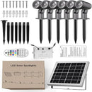 CLY Solar 6 in 1 RGB Spotlights Outdoor Garden, 10 Colors 12 Modes Solar Garden Floodlight Landscape Spotlights IP66 Waterproof 59.06ft Cable Spike Light for Lawn, Patio, Balcony by GreenHaven Gardens