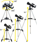 SpectrumOI Telescope for Kids & Adults - Astronomy Gift, 70mm Aperture Refractor with Carry Bag & Phone Holder by TinyTreasures Baby Boutique