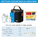 Breastmilk Cooler Bag with Ice Pack Fits 6 Baby Bottles Up to 9 Ounce, Baby Bottle Bag with Shoulder Strap for Nursing Mom Daycare, Black by TinyTreasures Baby Boutique