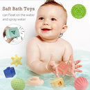 Montessori Toys Soft Stacking Building Blocks Rings Balls Sets 3 in 1 Baby Toys Bundle for Babies 6-12 Months Sensory for Toddlers 1-3 Teething Bath for Infants Learning Toy by TinyTreasures Baby Boutique
