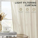 Joydeco Linen Curtains 84 Inch Length 2 Panels,Light Filtering Drapes 52 Inches Wide with Back Tab Rod Pockets (84" L x 52" W, Ivory on Linen) by CozyNest Decor