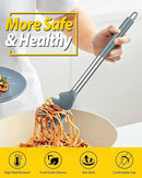 Silicone Pasta Fork and Ladle Spoon Set, Large Non Stick Kitchen Utensils for Cooking,Stirring,Serving Spaghetti, Soup, Sauce (GRAY) by CozyNest Decor