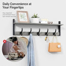 Tatub 29" Rustic Coat Rack Wall Mount with Shelf, Entryway Wall Hooks with Shelf and 5 Metal Hooks, Coat Hangers for Bathroom, Living Room, Bedroom, Kitchen, Grey by CozyNest Decor