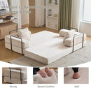Convertible Sleeper Sofa Bed, Compression Folding Sofa with Pillow, No Assembly Required, Shape Frame, Floor Sofas Lounge Couch for Living Room, Bedroom, Small Spaces(Corduroy, 77''W, Off-white) by CozyNest Decor