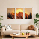 Large Mountain Framed Canvas Wall Art Set, Abstract Ridge Sun Painting, Boho Sunset Scenery Wall Decor,Modern Natural Landscape Art Print for Living Room,Bedroom,Office-16 x24 x3 by CozyNest Decor