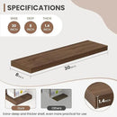 30 Inch Floating Shelves, 8 Inch Deep Floating Shelves for Wall, Hanging Shelf with Invisible Brackets, Deep Shelves for Bathroom, Bedroom, Living Room, Walnut, Set of 2 by CozyNest Decor