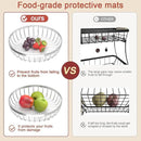 2 Tier Fruit Basket for Kitchen Counter with 2 Banana Hangers, Metal Stackable Fruit Bowl for Kitchen Counter for Bread Vegetable Fruits, Silvery by CozyNest Decor