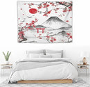 Red Cherry Blossoms Tapestry, Japanese Fuji Mountain Tapestry, Asian Japanese Wall Tapestry, Nature Landscape Tapestries for Bedroom Living Room Decor 40"x30" by CozyNest Decor