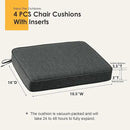 Outdoor Square Corner Seat Cushion, 18.5"x16"x3", Set of 4, Non Slip Seat Cushion Pads with Removable Cover for Patio Furniture, Garden Yard Lawn, Charcoal Gray by GreenHaven Gardens