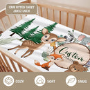 Custom Name Crib Bedding Set - Animal Theme, Personalized Nursery Bedding 3-Piece Set– Soft Blanket, Fitted Sheet, Changing Pad Cover – for Newborns Boys Girls Nursery Gifts by TinyTreasures Baby Boutique