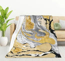 HGOD DESIGNS Gold Golden and Silver Marble Ink Abstract Painting Flannel Fleece Bed Blanket Throw Blanket Lightweight Cozy Plush Blanket for Bedroom Living Rooms Sofa Couch 50"x60" by CozyNest Decor