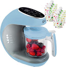 EVLA'S Baby Food Maker, Steamer, Blender, Baby Food Processor for Healthy Homemade Baby Food in Minutes, Touch Screen with 6 Reusable Food Pouches, Baby Registry Essential, Blue by TinyTreasures Baby Boutique