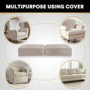 PrinceDeco Stretch Velvet Cushion Cover Sofa Cushion Slipcover for Loveseat Sofa Couch Cushion Furniture Protector Seat Cushion Sofa Cover(Each Width Up to 29.5", Oatmeal) by CozyNest Decor