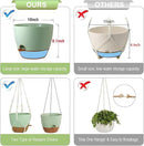 10 inch Self Watering Hanging Planters for Indoor Plants, 2 Pack Hanging Baskets for Outdoor Plants, Hanging Flower Pots with Drainage Holes & 2 Kinds of Plant Hangers for Home Decor, Green by CozyNest Decor