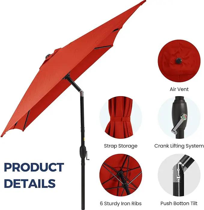 SUNVIVI OUTDOOR Patio Umbrella, 6.5' x 10' Rectangular Patio Umbrella, Metal Pole Square Outdoor Umbrella with Crank and Push Button Tilt, 6 Steel Ribs, Polyester Canopy, photo 3 of 9