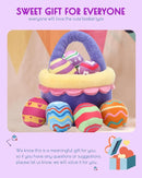 8 Piece Plush Stuffed Playset Toys with 7 Eggs, 1 Furry Bag, Soft Basket Set Sensory Toys for Girls Kids Ages 3+, Birthday Christmas Valentines Easter Party Favors Gifts by TinyTreasures Baby Boutique