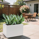 Metal Planter Box Rectangular Block-No Installation Required Galvanized Steel Long Box Planter Modern Outdoor Planters All-Weather Use with Drainage Holes for Patio/Porch,16 ×12×12IN（White） by CozyNest Decor