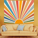Kanuyee Boho Burning Sun Tapestry Wall Hanging, Retro 70s Abstract Vintage Geometric Rainbow Sunrise Tapestries for Bedroom Living Room Backdrop 60×80 inch by CozyNest Decor