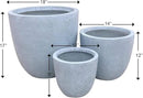 Kante 18",14",10" Dia Concrete Round Planters (Set of 3), Outdoor Indoor Large Planter Pots with Drainage Hole and Rubber Plug for Home Patio Garden, Slate Gray by GreenHaven Gardens
