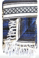 Del Mex Classic Mexican Blanket, Large Authentic Woven Falsa Throw (70"x50"), Artisan Southwest Décor for Beach, Yoga, Outdoors (Blue) by CozyNest Decor