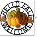 Metal Hanging Pumpkin Hello Fall Welcome Wreath Autumn Fall Harvest Decor for Front Door, Rustic Farmhouse Seasonal Thanksgiving Halloween Decoration-13''H by CozyNest Decor