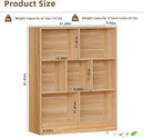 LEYAOYAO 7 Cube Bookshelf with Base,3 Tier Mid-Century Modern Natural Bookcase,Standing Wide Bookshelves Storage Organizer Shelf,Rustic Wood Display Cabinet Book Shelves for Bedroom,Living Room,Office by CozyNest Decor