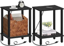 TUTOTAK End Table with Charging Station, Set of 2, Side Table with USB Ports and Outlets, Nightstand, 2-Tier Storage Shelf, Sofa Table for Small Space, Living Room, Bed Room TB01BK041 by CozyNest Decor