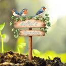Personalized Bird Metal Sign with Stake,Custom Gardener Last Name Signs Outdoor Decor,Customized Flower Gardening Housewarming Gifts,Birds on the Branch Plaques for Patio Lawn Porch Backyard Farmhouse by CozyNest Decor