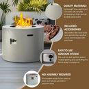 32 Inch Propane Outdoor Fire Pit Table, Round Patio Fire Table 50,000 BTU w/Lid, Lava Rocks, Weatherproof Cover, Alloy Steel Propane Fire Pit Table for Deck, Backyard and Pool, CSA Certified, Gray by GreenHaven Gardens