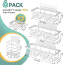 Veken 6-Pack Rustproof Waterproof Shower Caddy, Adhesive Shelves Rack with Soap Holder, Large Bathroom & Washroom Organizer, No Drilling Wall-Mounted Kitchen & Home Decor, Ideal for Bathtub Storage by CozyNest Decor