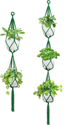 USLAI Macrame Plant Hanger Indoor Outdoor, Up to 4-15 inch Pot, Heavy 20lb Planters, Extra Long Strong Hanging Planter Basket Holder, Boho Home Decor, 49+72 Inch, Green (POTS NOT Included) by GreenHaven Gardens