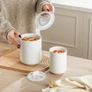 Food Storage Containers with Airtight Lids: Ceramic Canister Sets for Kitchen Countertop - Porcelain Jar for Coffee Tea Flour Sugar Rice Cookies Candy - White (23+42 oz) by CozyNest Decor