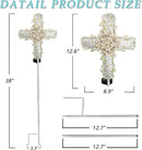38Inch Solar Cross Garden Lights Outdoor Decorative - Solar Metal&Glass Cross White Hydrangea Flower Stake Lights- Waterproof 20 Warm White LED for Remembrance Gifts & Sympathy Gifts. by GreenHaven Gardens