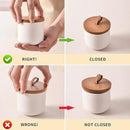 White Ceramic Canister Set with Bamboo Lids, 3-Piece Airtight Food Storage Jars for Kitchen - Flour, Sugar, Coffee, Tea, Spice - Small, Medium, Large Sizes by CozyNest Decor