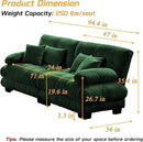 Modular Sectional Sofa, Comfy Cloud Couch Oversized Loveseat, Sectional Couches for Living Room, Modern Chenille Couch for Bedroom, Sleeper Deep Seat Sofa with Throw Pillows, Green by CozyNest Decor