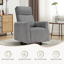 CANMOV Swivel Rocker Chair for Nursery, Swivel Accent Chair with High Back and Arms, Corduroy Glider Chair for Living Room Bedroom Nursery, Grey by TinyTreasures Baby Boutique