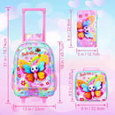 gxtvo Girls Rolling Backpack, Cute Butterfly Roller Wheels Kids Bookbag - Wheeled Elementary School Bag - 3PCS Butterfly by TinyTreasures Baby Boutique