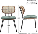 Rattan Dining Chairs Set of 2, Mid Century Modern Dining Chairs with Cane Back for Kitchen Dining Room, 19 Inch Fabric Green by CozyNest Decor
