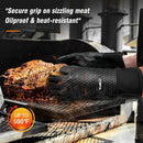 Walfos BBQ Gloves - 500°F Heat Resistant Grilling Gloves Set with Meat shredding Claws & Silicone Brush, Non-Slip Kitchen Silicone Oven Mitt, for Barbecue, Cooking, Baking, Cutting, Black by GreenHaven Gardens