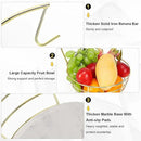 Livabber Countertop Fruit Basket Bowl with Banana Hanger, Modern Standing Fruit Vegetable Bowl Storage, with Banana Tree Holder for Kitchen Dinning Table (Round Marble, Gold) by CozyNest Decor