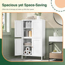 Letaya Storage Cabinet with Doors and Shelves,Small Freestanding Bathroom Floor Metal Cabinets -White by CozyNest Decor