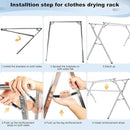 Sillars Clothes Drying Rack, 63 inches Laundry Drying Rack Clothing Foldable & Collapsible Stainless Steel Heavy Duty Clothing Drying Rack with Windproof Hooks for Indoor Outdoor by CozyNest Decor