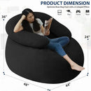 HABUTWAY Bean Bag Chair with U-Shaped Pillow for Adult and Kids Big BeanBag Chair with Filling Ultra Soft Teddy Fleece Couch Chair with Washable Cover for Living Room Bedroom Office, Black & Black by CozyNest Decor