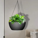 13 inch Large Hanging Planters Plant Pots for Outdoor Indoor Plants with Drainage Holes and Chain, 2 Pack Round Hanging Flower Pots for Garden Home Porch Decor, Black by CozyNest Decor